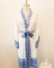 004 Mavi Beyaz İkat Desenli Kimono