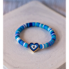 Sirius Kadın Kalp Detaylı, Mavi - Turkuaz Renk Lastikli Fimo Bileklik