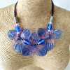 Murano Transparan Mavi Üçlü Çiçek Kolye