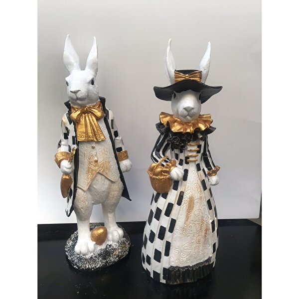 Aşık Tavşanlar Kont & Kontes Dama Model Dekor Ürünü 