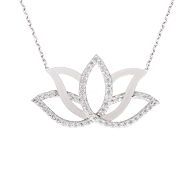 Gümüş Lotus Çiçeği Kolye