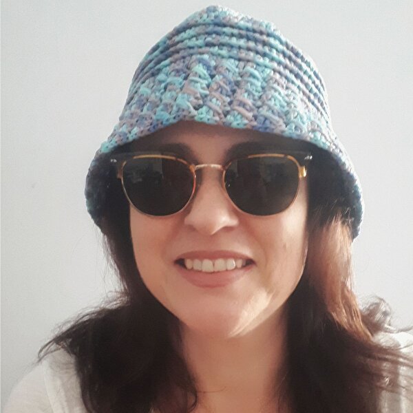 Yazlık Ebruli Rafya Şapka, El Örgüsü