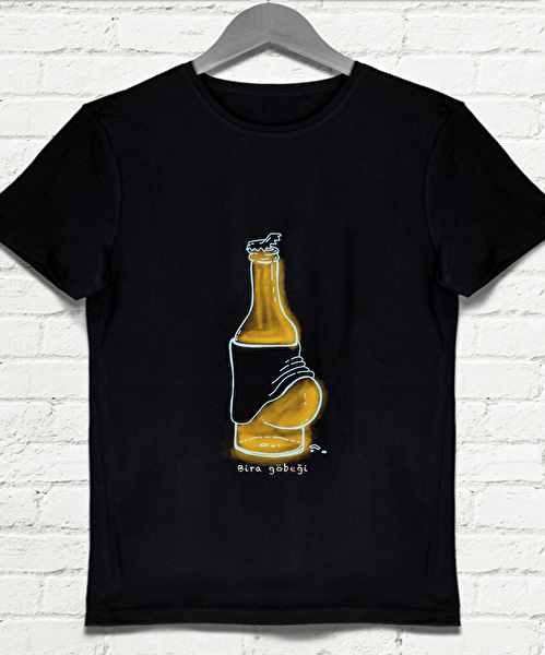 Bira Göbeği Siyah T-shirt