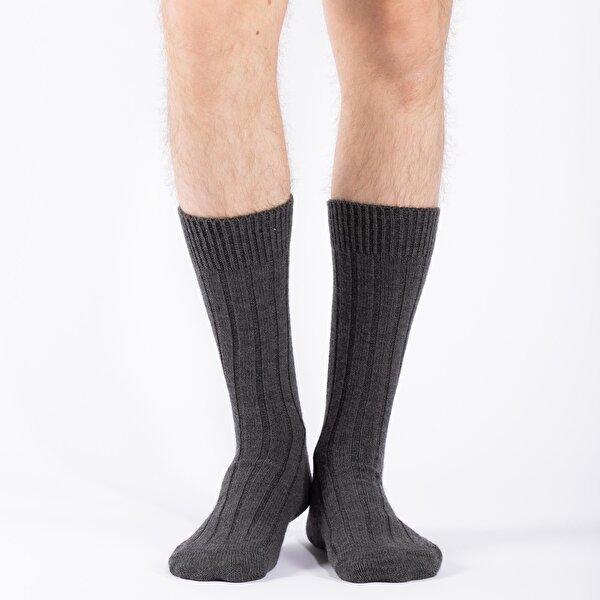 Erkek Yünlü Kışlık Kalın Antrasit Çorap