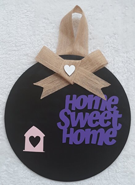 Hediyelidir - Ev Dekor Kapı Süsü - Home Sweet Home Siyah