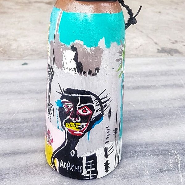 Kiki People _Özel Tasarım Jean-Michel Basquiat Çizimli Ahşap Bebek, ; 29 cm