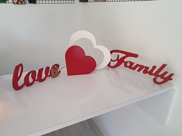 Love,Family,İç İçe 2'li Kalp Seti