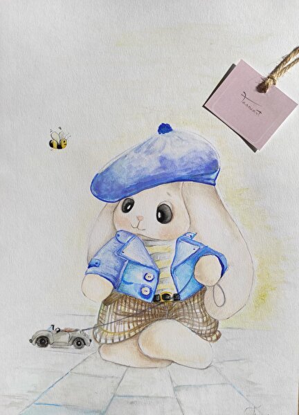 Tavşan Bony - Sulu Boya Resim Tablo